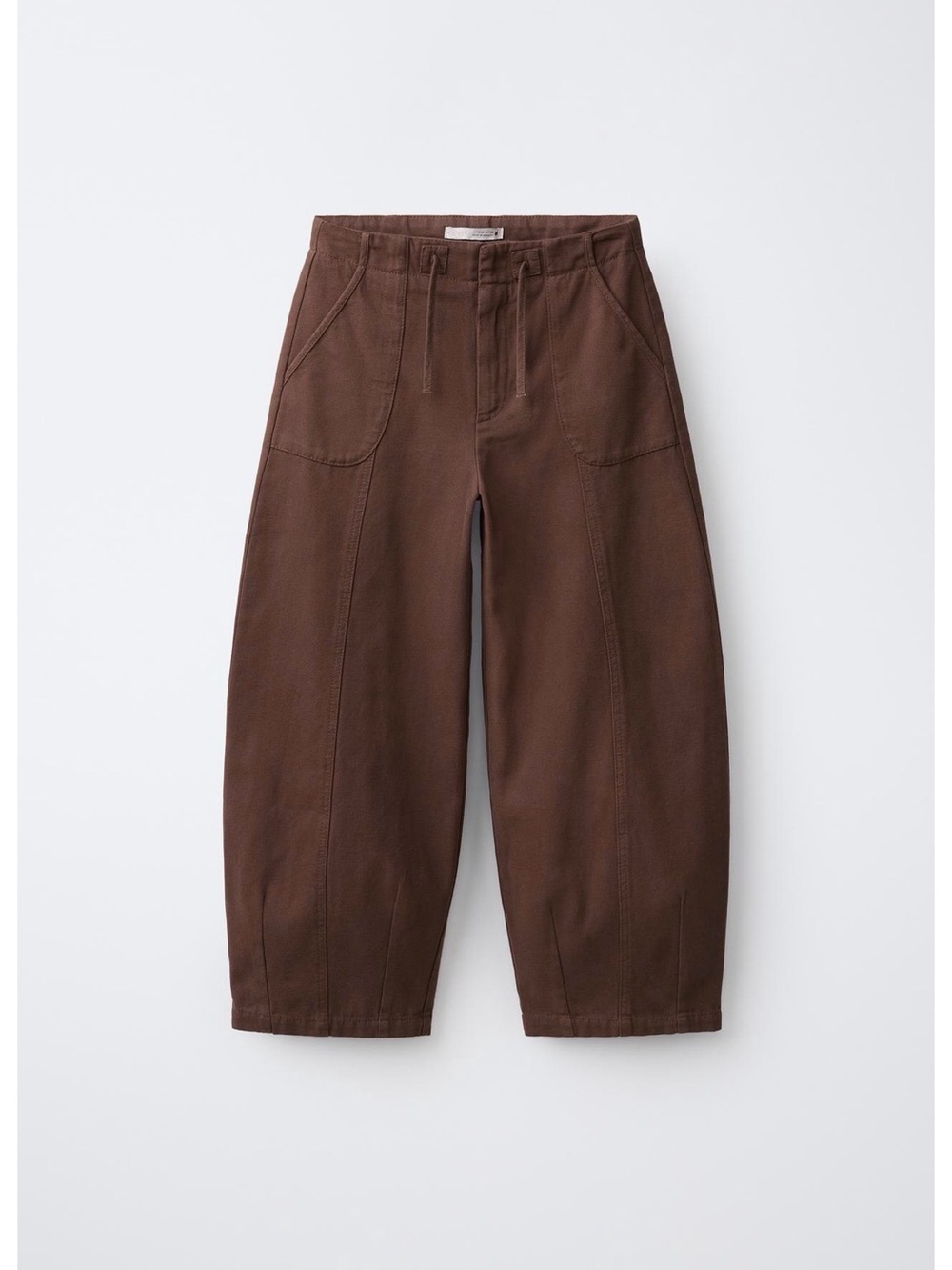 Zara Women's High-Rise barrel trousers — Dark Brown